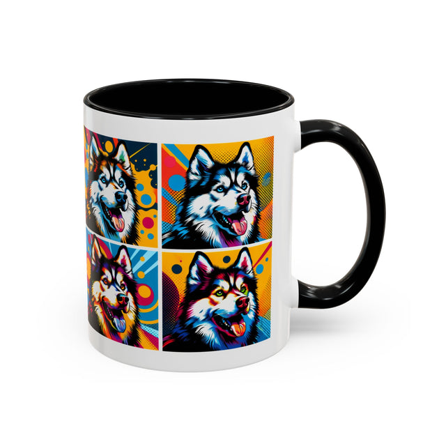 Siberian Huskies Coffee Cup,4-Panel Pop Art Mug,Husky Lover,Husky Mom,Sibe Dad,Dog Lover Gift,Siberian Husky Gift