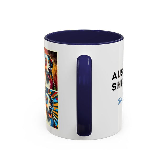 Australian Shepherds Coffee Cup,4-Panel Pop Art Mug,Australian Shepherd Lover,Aussie Shepherd Mom,Aussie Dad,Dog Lover Gift,Aussie Shepherd Gift