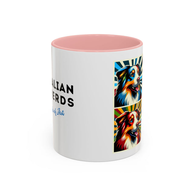 Australian Shepherds Coffee Cup,4-Panel Pop Art Mug,Australian Shepherd Lover,Aussie Shepherd Mom,Aussie Dad,Dog Lover Gift,Aussie Shepherd Gift