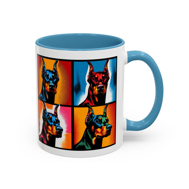Doberman Pinschers Coffee Cup,4-Panel Pop Art Mug,Doberman Lover,Dobie Mom,Dobe Dad,Dog Lover Gift,Doberman Pinscher Gift