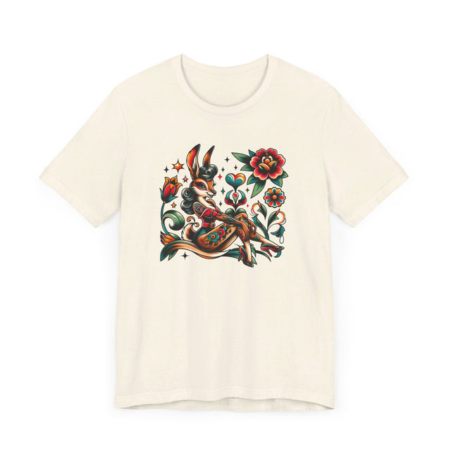 Rockabilly Rabbit Pinup T-shirt, Flash Tattoo Style Shirt