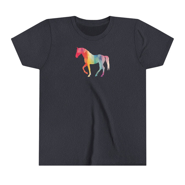 Geometric Rainbow Horse T-shirt,Pride Shirt,Equine Lover Top,Rainbow Animals,LGBTQ+ Tee,Queer,Gay,Lesbian,Bisexual,Trans,Youth Size
