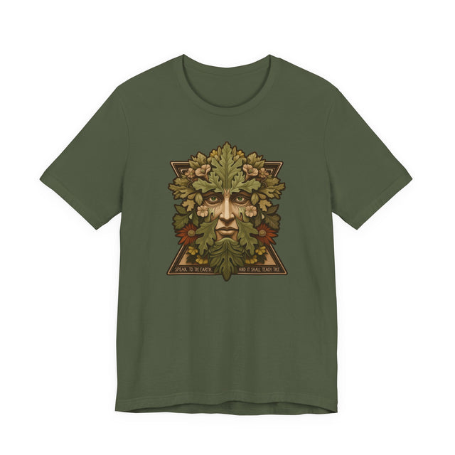 Green Man Tee, Speak to the Earth and It Shall Teach Thee T-shirt, Nature Lover, Biblical Quote, Job Chapter 12 Verse 8