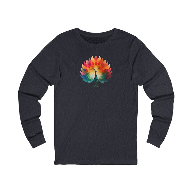 Rainbow Peacock long sleeve T-shirt,Pride Shirt, Pride Parade Top, Rainbow Animals,LGBTQ+ Tee, Nonbinary, Gay, Lesbian, Bisexual, Trans, BGLT, LBGT, Enby, Pansexual,Unisex Jersey Long Sleeve Tee