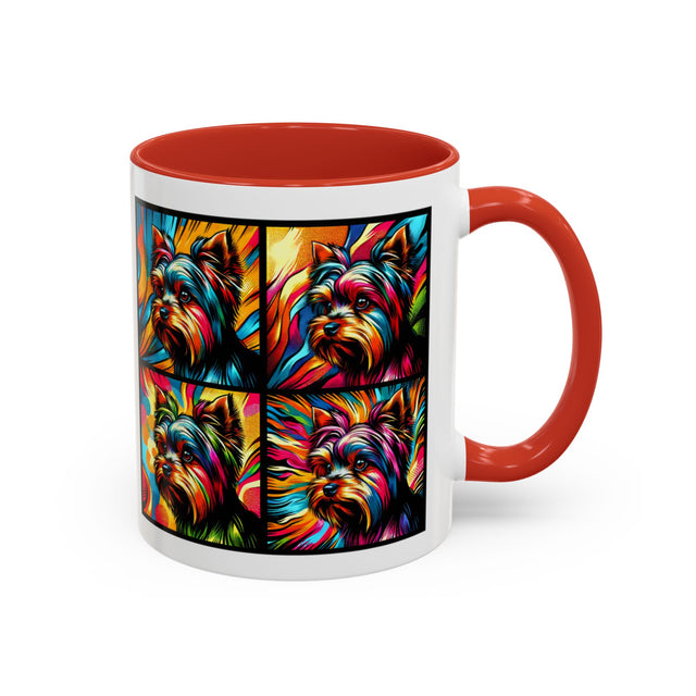 Yorkshire Terriers Coffee Cup,4-Panel Pop Art Mug,Yorkie Lover,Yorkie Mom,Yorkie Dad,Dog Lover Gift,Yorkshire Terrier Gift