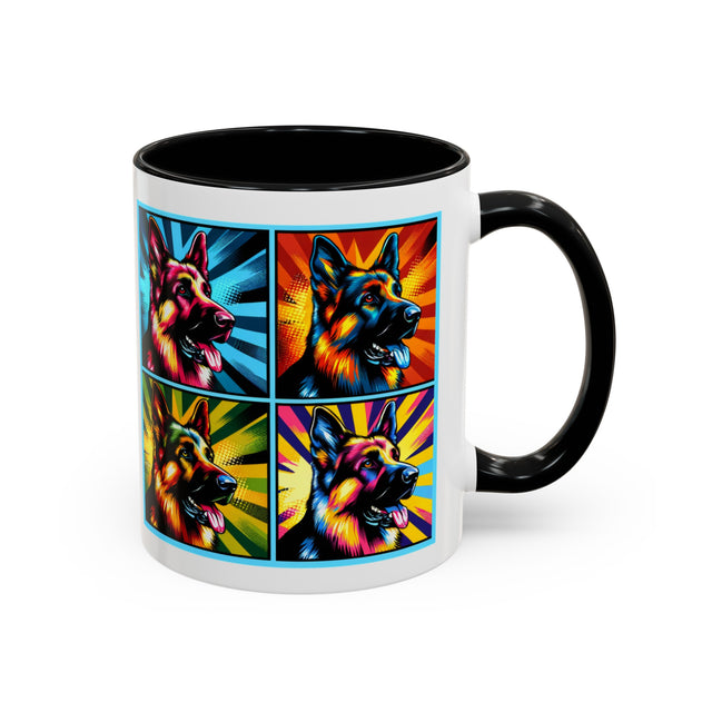 German Shepherd Dog Mug,4-Panel Pop Art Mug,German Shepherd Lover,GSD Mom,GSD Dad,Dog Lover Gift,Alsatian Dog Gift
