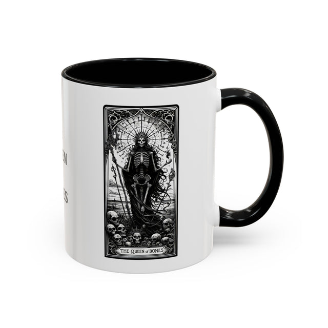 Queen of Bones,Tarot Card Mug,Creepy Cup,Goth Mom Gift,Halloween Cup,Goth Mug,Horror Fan,Trick Or Treat,Spooky Gift,Gothic Art,Skeleton Mug