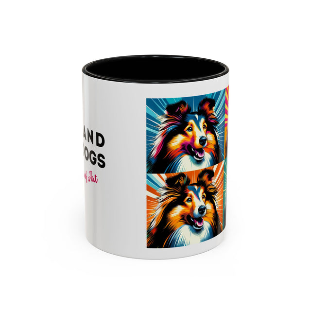Shetland Sheepdogs Coffee Cup,4-Panel Pop Art Mug,Toy Collie Lover,Sheltie Mom,Sheltie Dad,Dog Lover Gift,Shetland Sheepdog Gift