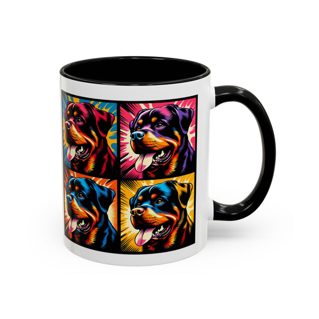 Rottweiler Coffee Cup,4-Panel Pop Art Mug,Rottweiler Lover,Rottie Mom,Rottie Dad,Dog Lover Gift,Rottweiler Gift,Butchers Dog