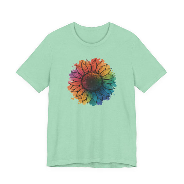 Rainbow Sunflower Watercolor T-shirt, Pride Shirt, Gardening Tee, Nature Lover, LGBTQ, Gardener, Rainbow Flower, Queer, Florist