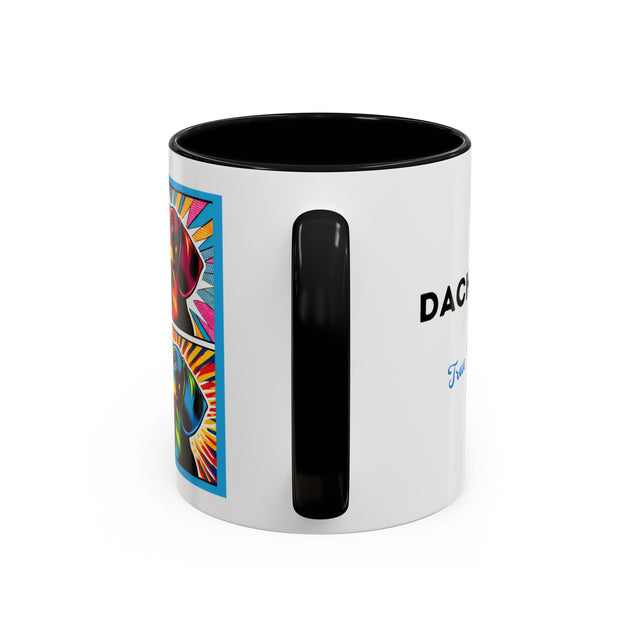 Dachshund Coffee Cup,4-Panel Pop Art Mug,Dachshund Lover,Doxie Mom or Dad,Dog Lover Gift,Wiener Dog,Sausage Dog,Low Rider dog
