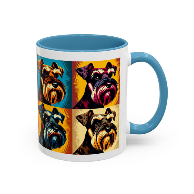 Black Miniature Schnauzer Coffee Cup, 4-Panel Pop Art Mug