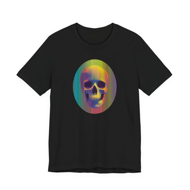 Rainbow Op Art Skull T-shirt, Neon Goth Shirt, Pride Parade Tee