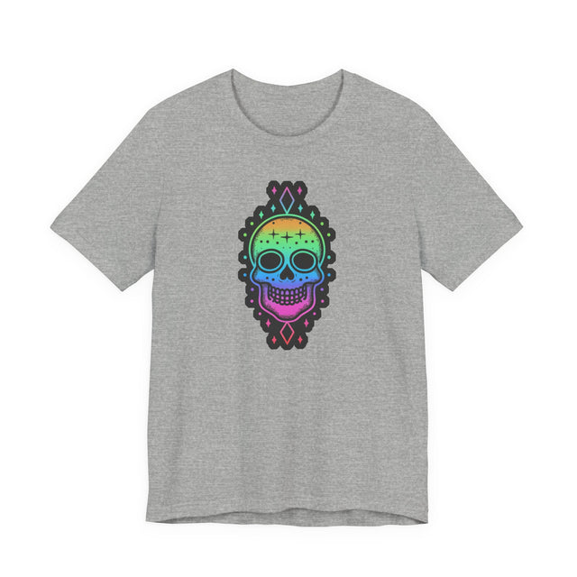 Rainbow Skull with Stars T-shirt, Pride Shirt, LGBT Skull, LGBTQ+ Ally Tee, Gay, Lesbian, Bisexual, Trans, Queer, Halloween Pride, Skeleton