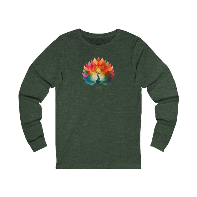 Rainbow Peacock long sleeve T-shirt,Pride Shirt, Pride Parade Top, Rainbow Animals,LGBTQ+ Tee, Nonbinary, Gay, Lesbian, Bisexual, Trans, BGLT, LBGT, Enby, Pansexual,Unisex Jersey Long Sleeve Tee