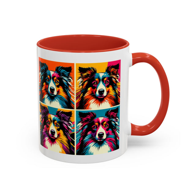 Miniature American Shepherds Coffee Cup,4-Panel Pop Art Mug,MAS Lover,Mini Aussie Mom,Mini Aussie Dad,Dog Lover Gift,Miniature American Shepherd Gift