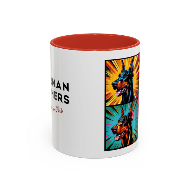 Doberman Pinschers Coffee Cup,4-Panel Pop Art Mug