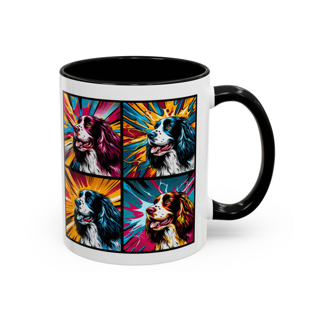 English Springer Spaniels Coffee Cup,4-Panel Pop Art Mug,Springer Lover,Springer Mom,Springer Dad,Dog Lover Gift,English Springer Spaniel Gift