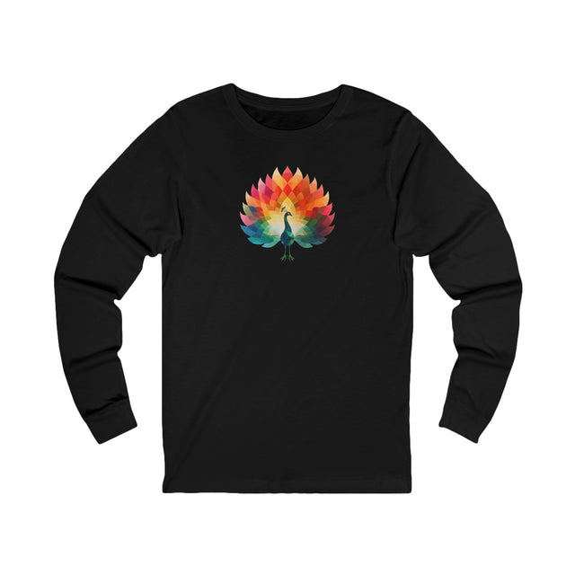 Rainbow Peacock long sleeve T-shirt,Pride Shirt, Pride Parade Top, Rainbow Animals,LGBTQ+ Tee, Nonbinary, Gay, Lesbian, Bisexual, Trans, BGLT, LBGT, Enby, Pansexual,Unisex Jersey Long Sleeve Tee