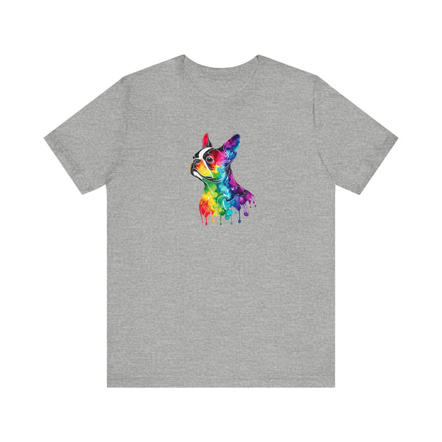Rainbow Boston Terrier Head T-shirt,Pride Shirt,Dog Lover Top,Rainbow Animals,LGBTQ+ Tee, Boston Terrier Owner