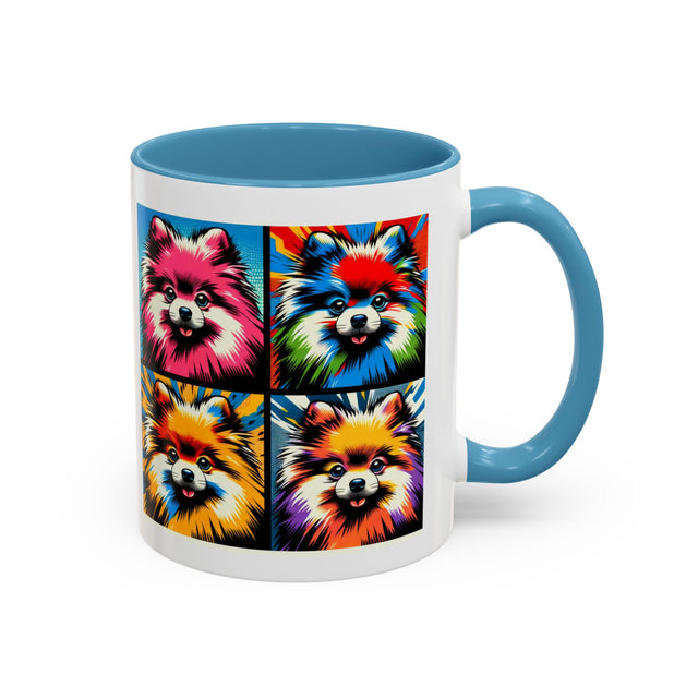 Pomeranians Coffee Cup,4-Panel Pop Art Mug,Pomeranian Lover,Pom Mom,Pom Pom Dad,Dog Lover Gift,Pomeranian Gift