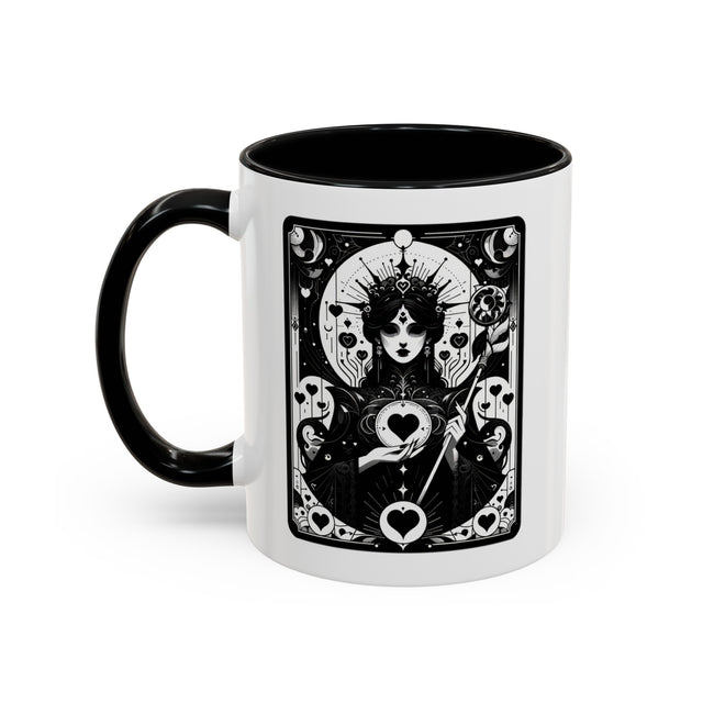 Queen of Black Hearts Playing card mug,Mother's Day Gift,Witchy Shirt,Mystical Cards Cup,Celestial Astrology,Goth Mug,Gift for her,Gothic art