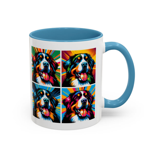 Bernese Mountain Dogs Coffee Cup,4-Panel Pop Art Mug,Berner Sennen Lover,Bernese Mom,Berner Dad,Dog Lover Gift,Bernese Mountain Dog Gift