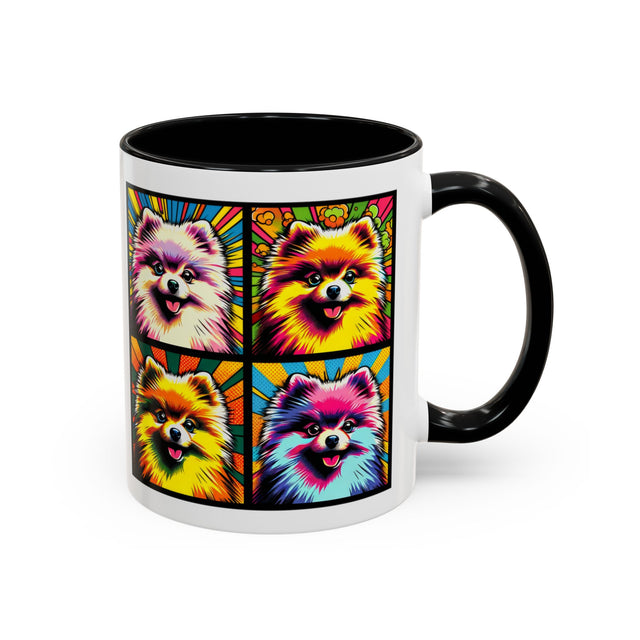 Pomeranians Coffee Cup,4-Panel Pop Art Mug,Pomeranian Lover,Pom Mom,Pom Pom Dad,Dog Lover Gift,Pomeranian Gift