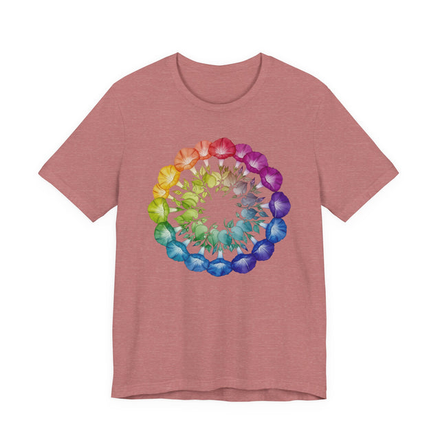 Rainbow Morning Glory Mandala shirt, Flower Shirt,Pride Tee, LGBTQIA, Plant Lover Gift, Gardener T-shirt, Mothers Day Gift, Gift for Her