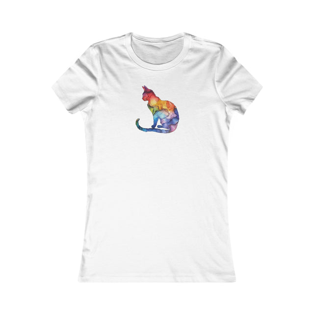 Rainbow Cat T-shirt,Pride Shirt,Pride Parade Top,Rainbow Animals,LGBTQ+ Tee,Nonbinary,Gay,Lesbian,Bisexual,Trans,BGLT,LBGT,Feline,Kitten,Kitty,Women's Favorite Tee