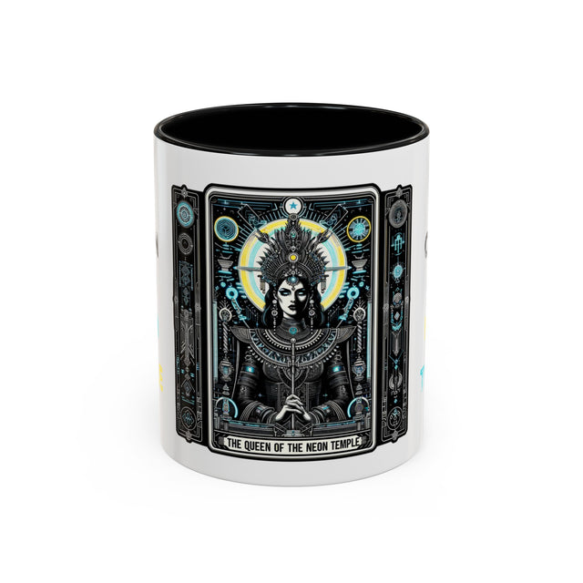 Queen of the Neon Temple Tarot card mug,Mothers Day Gift,EDM gift,Mystical Cards cup,Raver mug,Dance Music mug,Cyberpunk cup,Sci-fi mug