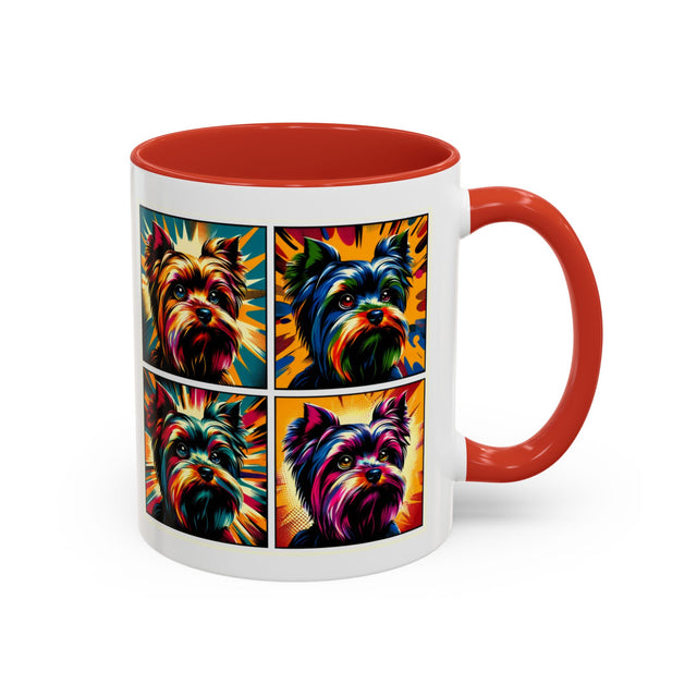Yorkshire Terriers Coffee Cup,4-Panel Pop Art Mug,Yorkie Lover,Yorkie Mom,Yorkie Dad,Dog Lover Gift,Yorkshire Terrier Gift