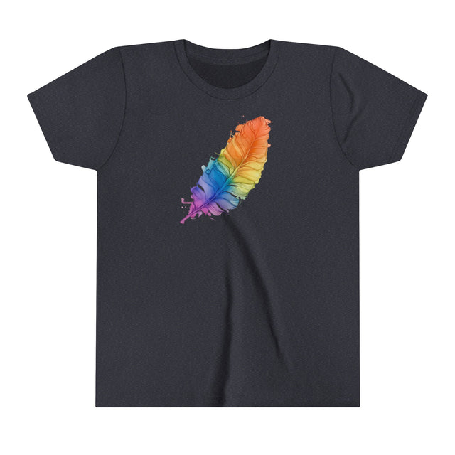 Rainbow Feather T-shirt,Pride Shirt,Bird Lover Top,Rainbow Animals,LGBTQ+ Tee,Queer,Gay,Lesbian,Bisexual,Trans,Youth Size