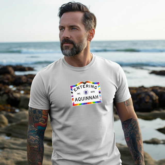 Aquinnah Massachusetts Sign Pride T-shirt, Rainbow Shirt, Martha's Vineyard