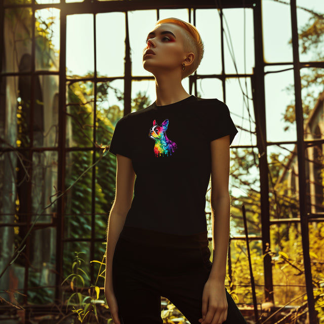 Rainbow Boston Terrier Head T-shirt,Pride Shirt,Dog Lover Top,Rainbow Animals,LGBTQ+ Tee,Boston Terrier Owner,Women's Favorite Tee