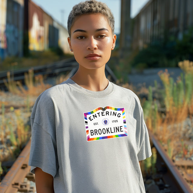 Brookline Massachusetts Sign, Pride T-shirt, Rainbow Shirt