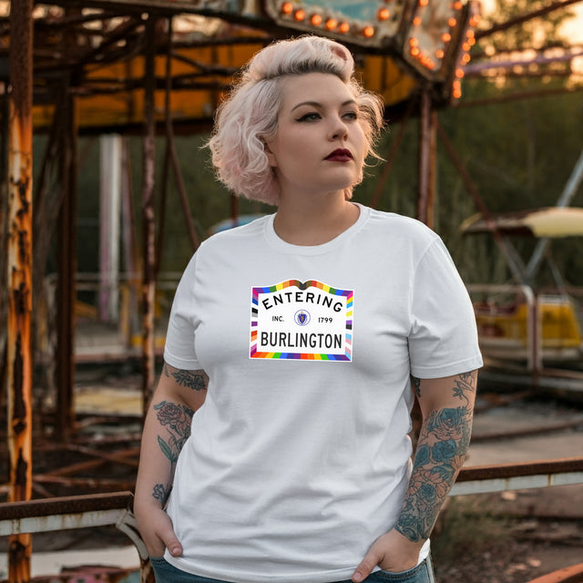 Burlington Massachusetts Sign, Pride T-shirt, Rainbow Shirt