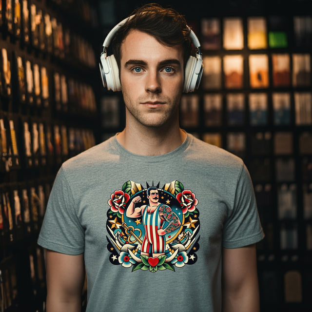 Circus Strongman T-shirt, Flash Tattoo Style Shirt