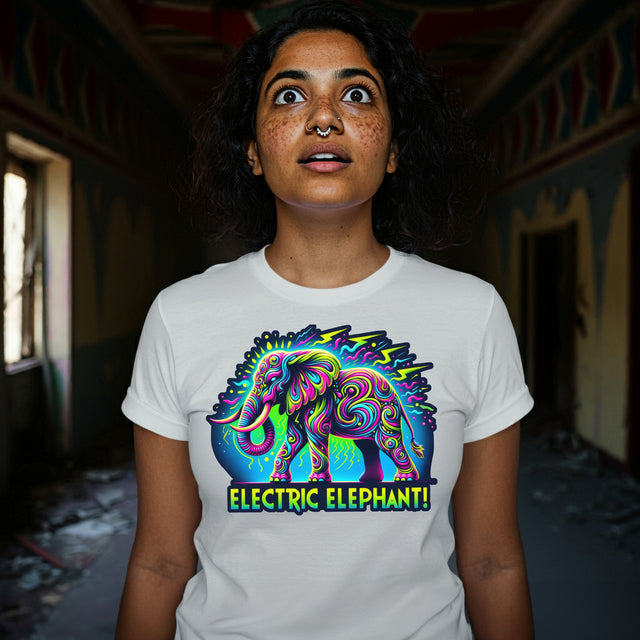 Electric Elephant T-shirt, Pachyderm Lover Tee