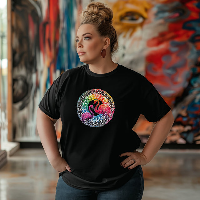 Rainbow Flamingo Mandala Alcohol Ink T-shirt, Bird Lover T shirt, LGBTQ+, BGLT,Pride Shirt