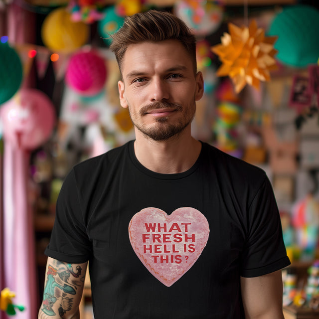 Fresh Hell Valentine's Candy Heart Shirt, Anti-Valentine Tee
