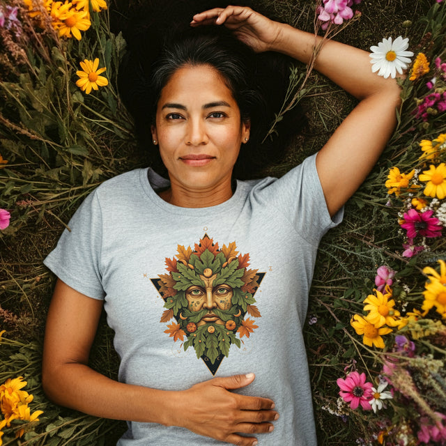 Green Man Fall Triangle Tee, Autumn T-shirt