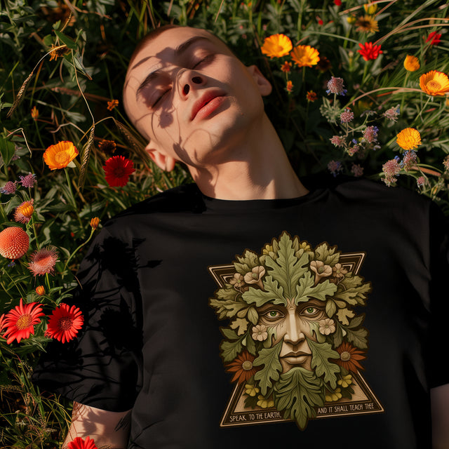 Green Man Tee, Speak to the Earth and It Shall Teach Thee T-shirt, Nature Lover, Biblical Quote, Job Chapter 12 Verse 8