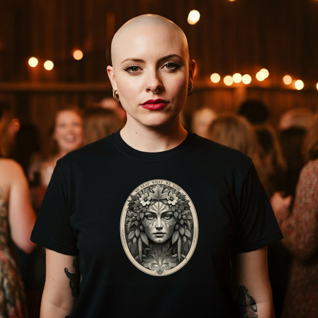 We Reap What We Sow Female Tee, Karma T-shirt, Gardening T-shirt