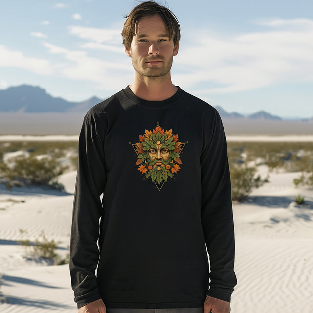 Green Man Fall Triangle Tee, Autumn T-shirt, Long sleeve