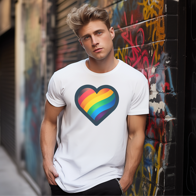 Pride Shirt, Philadelphia Rainbow Heart T-shirt, LGBTQ+, Queer