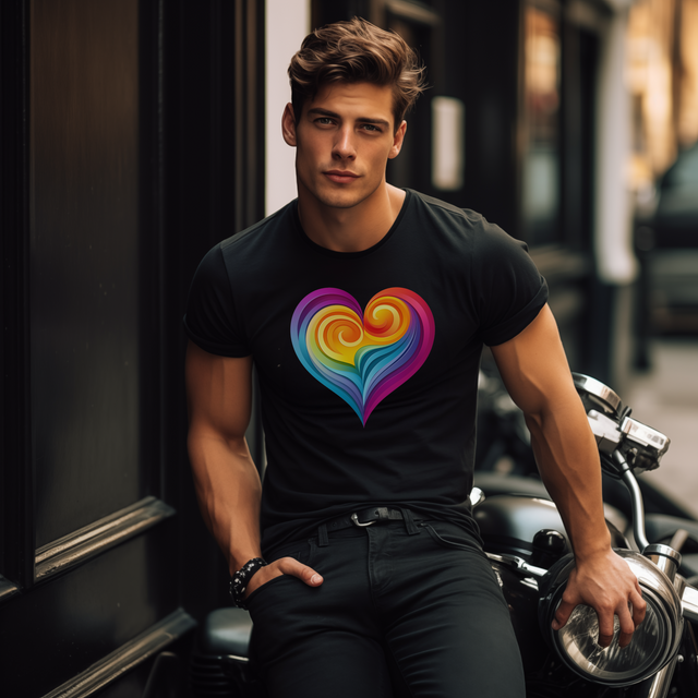 Rainbow Swirl Heart T-shirt, Pride Shirt, LGBTQ+ Ally Tee, Queer