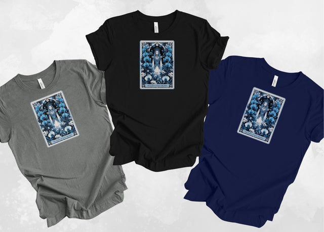 Queen of Blue Orchids,Tarot card shirt,Mother's Day Gift,Tarot Reader Gift,Asian Queen Shirt,Mystical Cards Tee,Astrology Tee,Gift for her