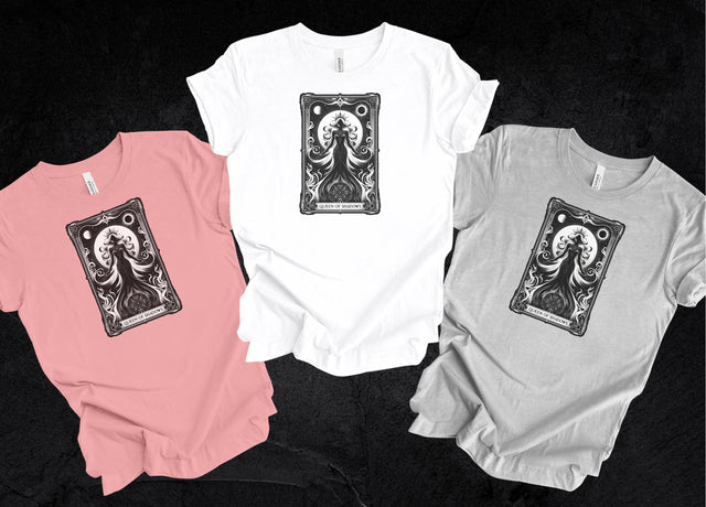 Queen of Shadows,Tarot card shirt,Mothers Day Gift,Tarot Reader Gift,Witchy Shirt,Mystical Cards Tee,Celestial Astrology,Gift for her,Goth