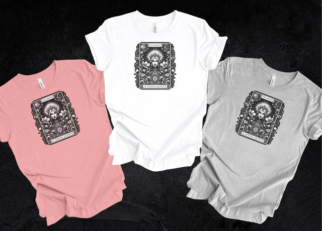 Queen of Spring Tarot card shirt,Mother's Day Gift,Witchy Shirt,Mystical Cards Tee,Celestial Astrology,Gardener Gift,Gift for her,Spring